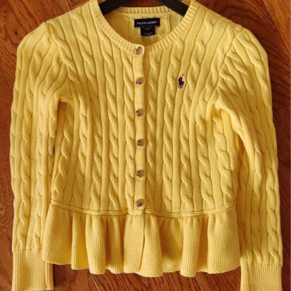 Ralph Lauren Cotton Peplum Cardigan
